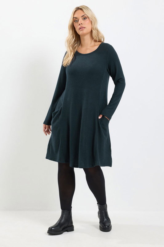 grey tights with navy dress YOURS Plus Size Blue Soft Touch Pocket Swing 68% Rayon
