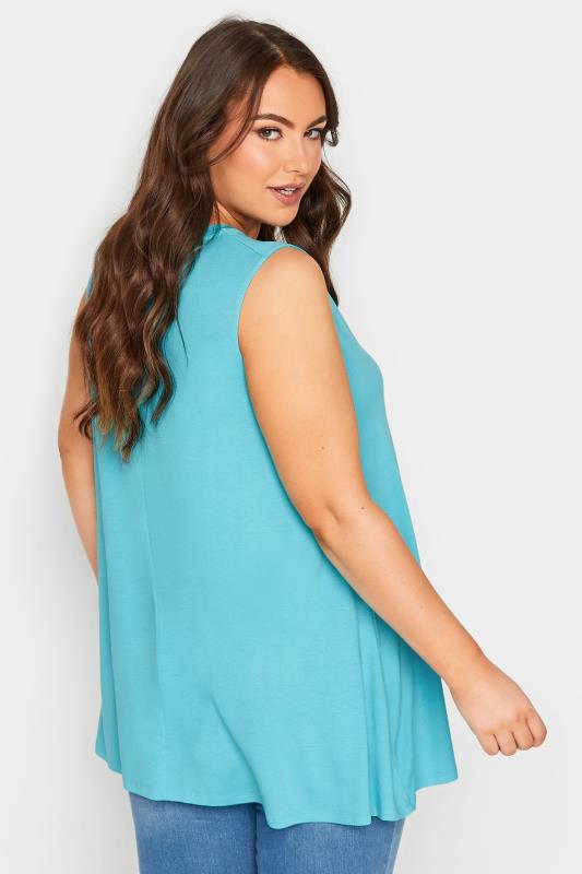 YOURS 2 PACK Plus Size White & Turquoise Blue Swing Vest Tops | Yours Clothing  4