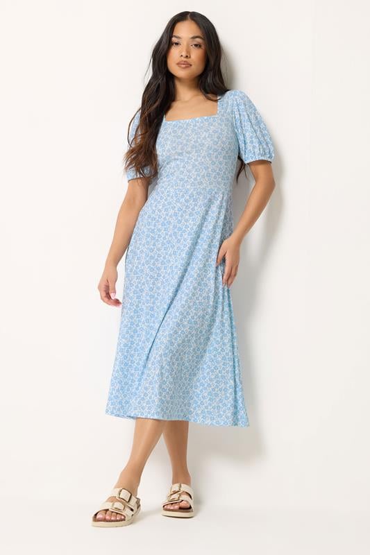 PixieGirl Petite Blue Ditsy Floral Midi Dress | PixieGirl 1