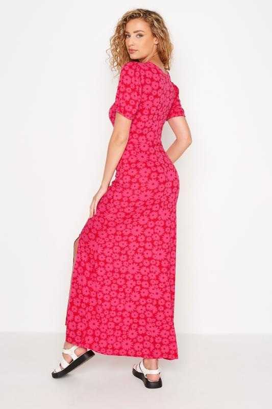 LTS Tall Women's Hot Pink Floral Print Ruched Maxi Dress | Long Tall Sally 3