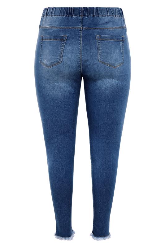 Curve Indigo Blue Distressed JENNY Cropped Jeggings | Yours Clothing 6