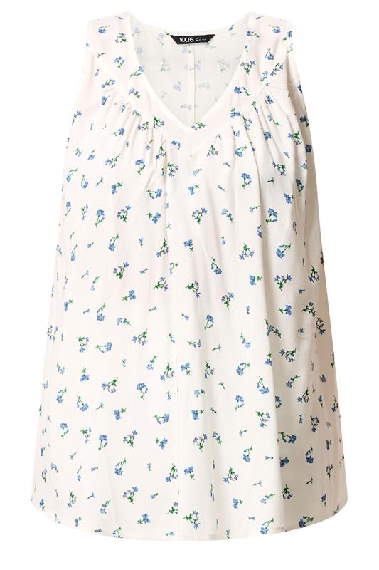 YOURS Plus Size White Ditsy Floral Vest Top | Yours Clothing 5