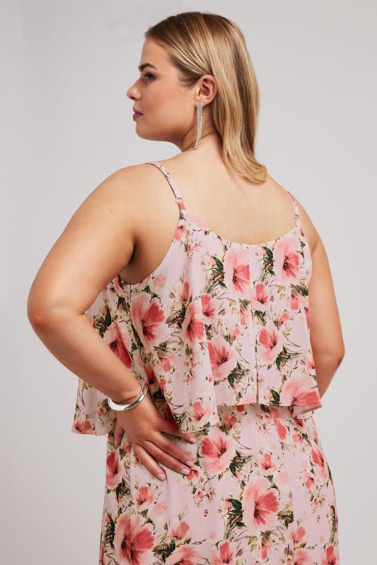 YOURS LONDON Plus Size Pink Floral Print Overlay Maxi Dress | Yours Clothing 5