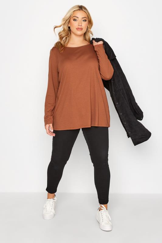 Plus Size Rust Orange Long Sleeve T-Shirt | Yours Clothing 2