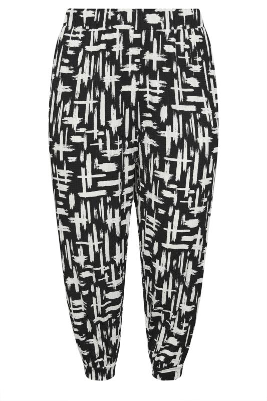 YOURS Plus Size Black Stripe Cropped Harem Joggers | Yours Clothing 5