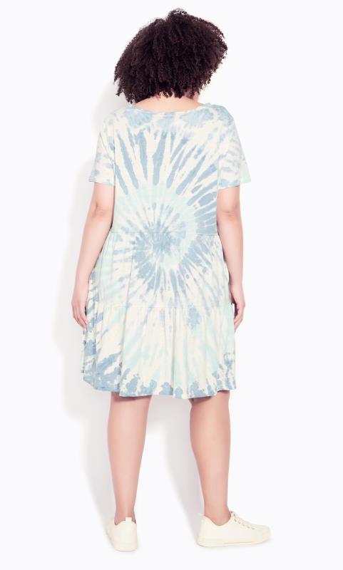 Plus Size  Zim & Zoe White & Blue Tie Dye Tiered Mini T-Shirt Dress