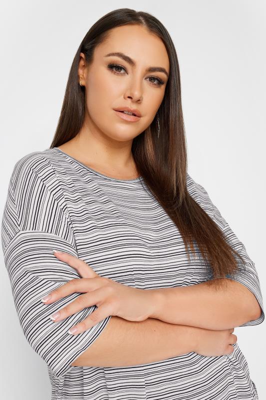 YOURS Curve White Stripe Oversized Top | Yours Clothing 4