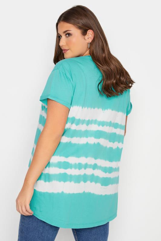 YOURS FOR GOOD Plus Size Bright Blue Tie Dye T-Shirt | Yours Clothing 3