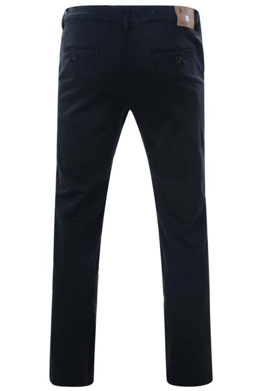 KAM Big & Tall Navy Blue Chino Trousers_BK.jpg