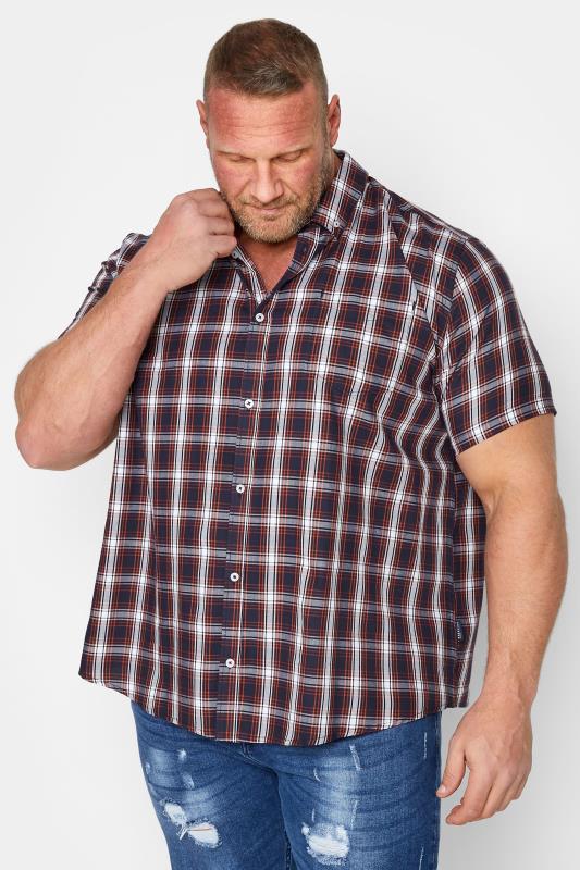Men's  BadRhino Big & Tall Red Short Sleeve Check Shirt
