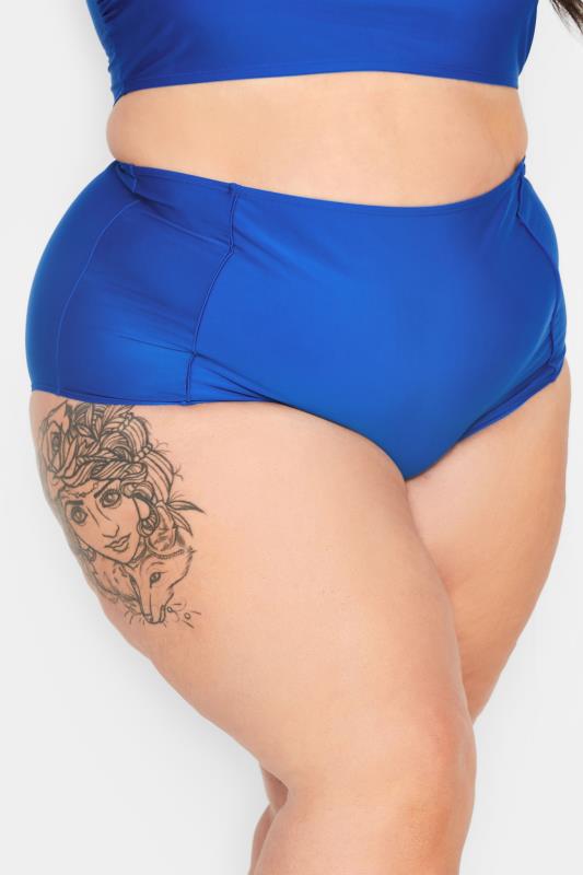 YOURS Plus Size Cobalt Blue Super High Waisted Tummy Control Bikini Briefs | Yours Clothing 1