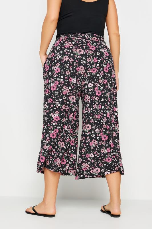 YOURS Plus Size Black Floral Print Midaxi Culottes | Yours Clothing 3