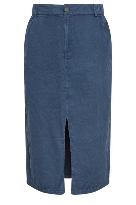 YOURS Curve Dark Blue Acid Wash Midaxi Denim Skirt | Yours Clothing  6