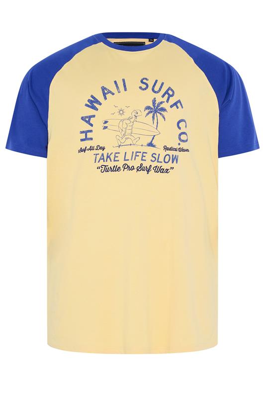 KAM Big & Tall Yellow 'Hawaii Surf' Raglan T-Shirt | BadRhino 1