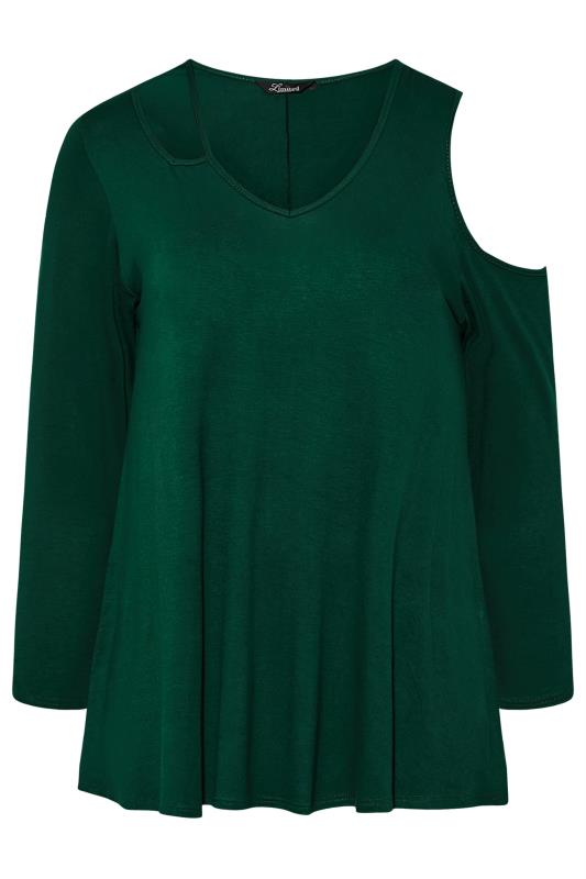 LIMITED COLLECTION Plus Size Forest Green Cut Out Detail Top | Yours Clothing 6