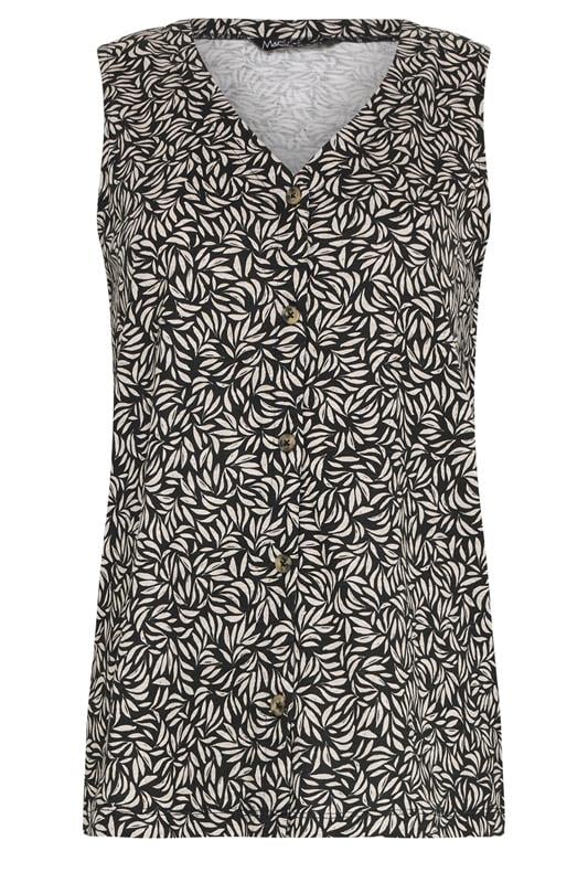 M&Co Black Leaf Print Button Detail Cotton Vest Top | M&Co 5