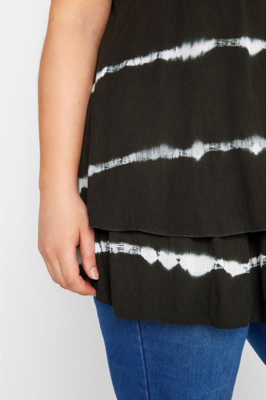 Plus Size Black Tie Dye Crochet Back Vest Top | Yours Clothing  4