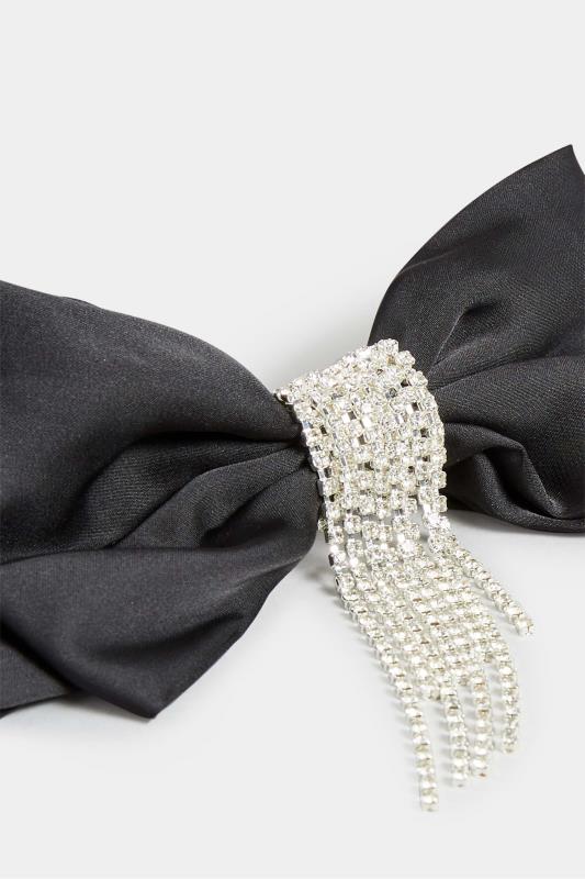 Black Diamante Tassel Bow Hair Clip | Yours Clothing 4