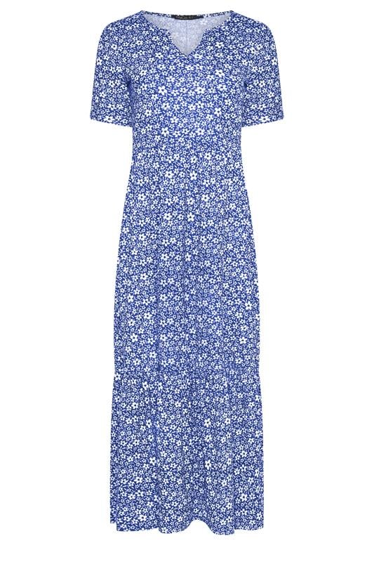  M&Co Robe longue bleu marine à fleurs avec encolure fendue