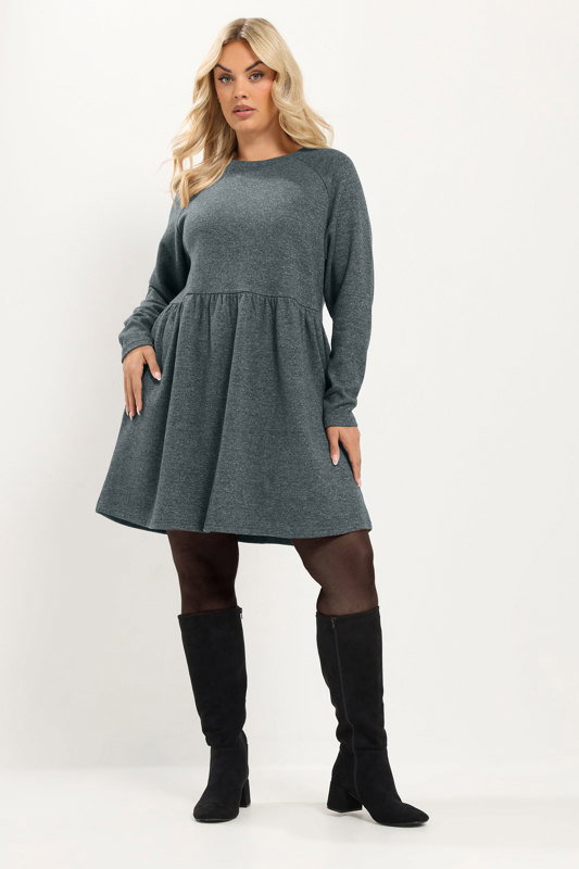 charcoal grey plus size dress Yours Women's Gathered Size 6 clutch bags