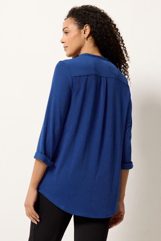M&Co Blue Shimmer Half Placket Blouse | M&Co 2