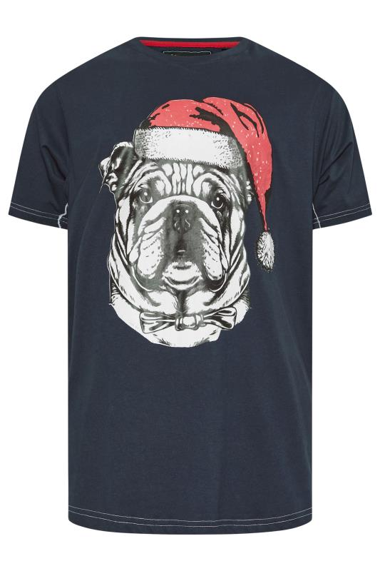 KAM Navy Bulldog Santa Graphic Print T-Shirt | BadRhino 3