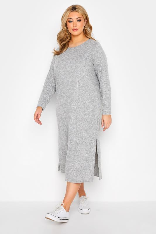  dla puszystych Curve Grey Knitted Jumper Dress
