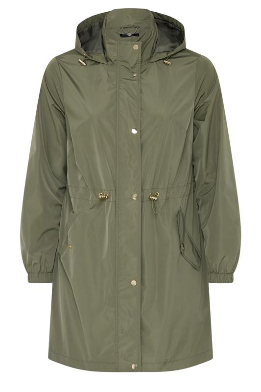 EVANS Plus Size Khaki Green Lightweight Rain Jacket | Evans 7