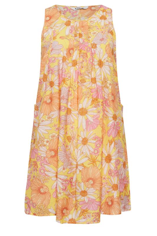 YOURS Plus Size Yellow Floral Print Pocket Dress | Yours Clothing 6