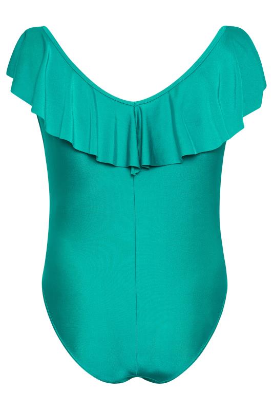 YOURS Plus Size Green Frill Plunge Tummy Control Swimsuit | Yours Clothing  8