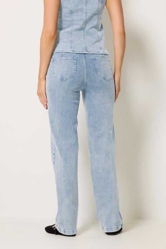 LTS Tall Women's Light Blue Button Detail Straight Leg Jeans | Long Tall Sally 2