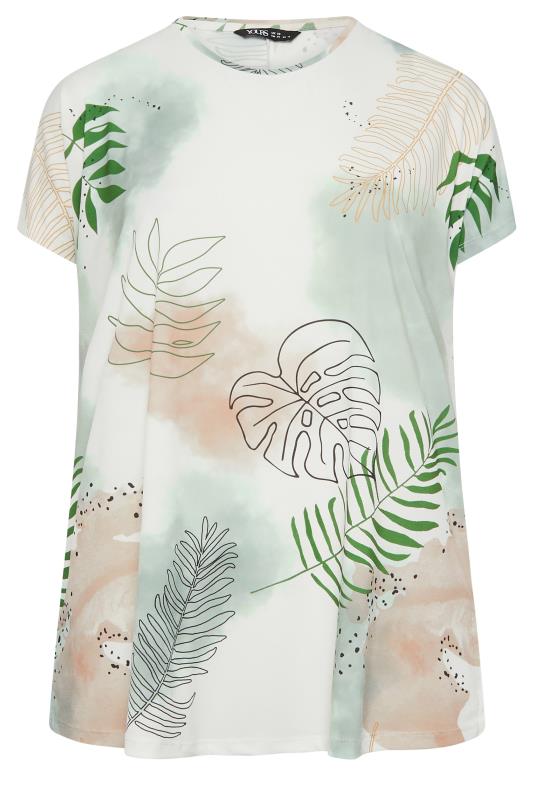 YOURS Curve Plus Size White Leaf Print T-Shirt | Yours Clothing  5