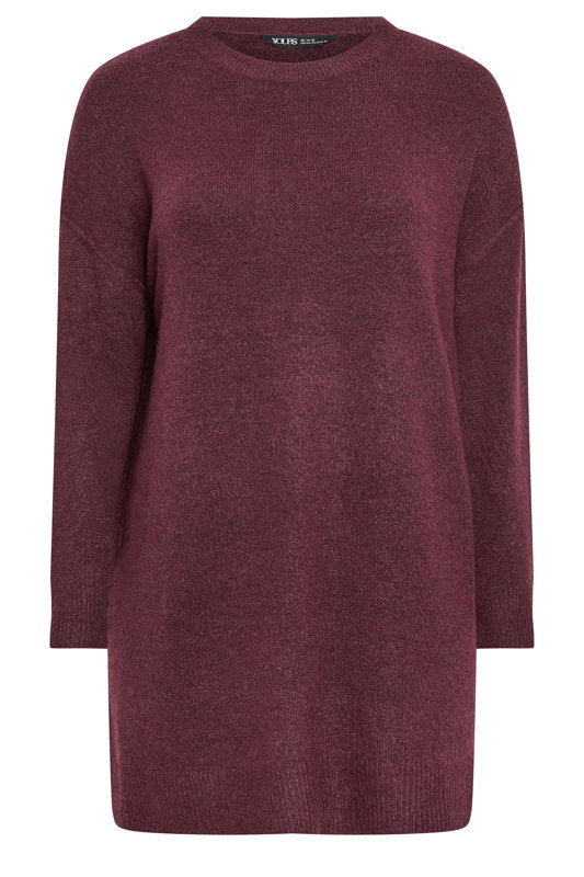 Yours Women's Plus Size Burgundy Red Knitted Long Sleeve Jumper Dress Size 10-12