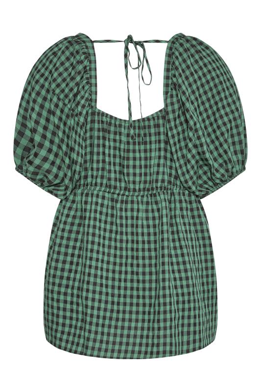 LIMITED COLLECTION Curve Green Gingham Milkmaid Peplum Top 8