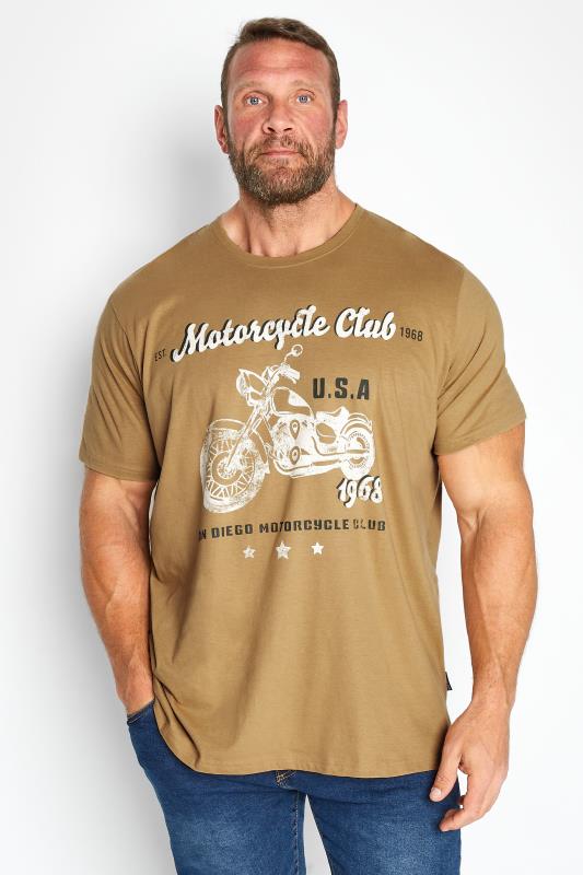 Men's  BadRhino Big & Tall Beige Brown 'Motorcycle Club' Graphic Print T-Shirt