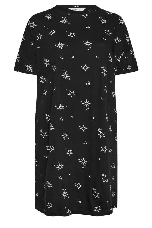 YOURS Plus Size Black Star Print Sleep Tee Nightdress | Yours Clothing 5