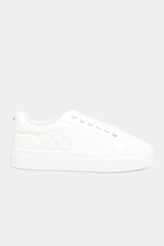 White Quilted Trainers In  Extra Wide EEE Fit 2