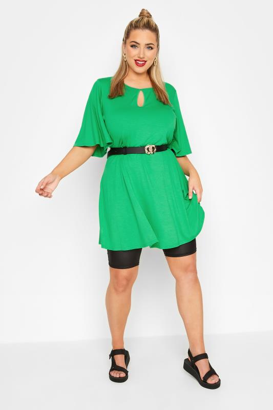 LIMITED COLLECTION Curve Green Keyhole Peplum Top 2