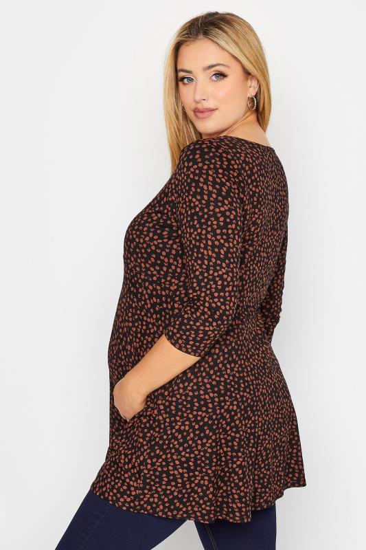 BUMP IT UP MATERNITY Plus Size Black Spot Print Knot Top | Yours Clothing 3