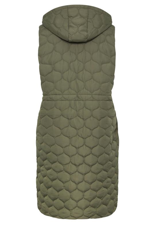 YOURS Plus Size Khaki Green Quilted Longline Gilet | Yours Clothing 8