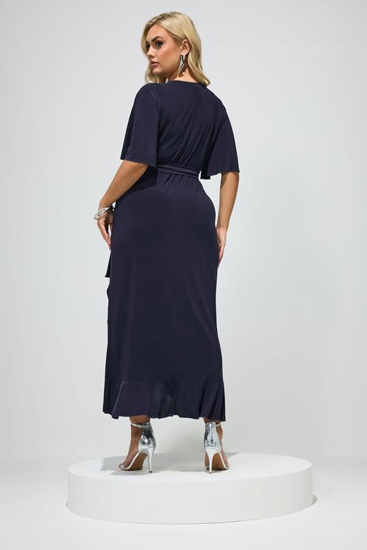 YOURS LONDON Plus Size Navy Blue Wrap Dress | Yours Clothing 2