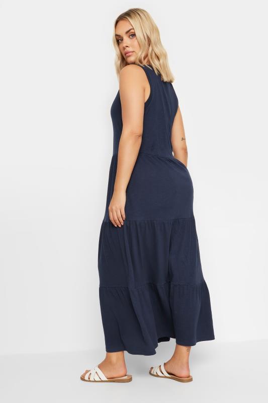 YOURS Plus Size Navy Blue Tiered Midaxi Dress | Yours Clothing 3