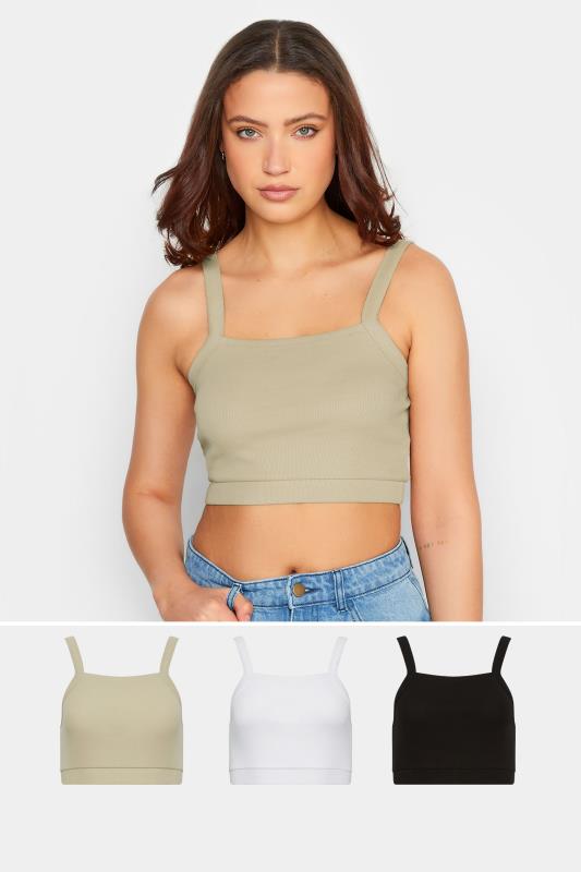 Tall  LTS Tall 3 PACK Black & White Crop Tops