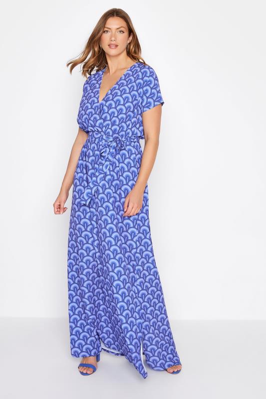 LTS Tall Women's Blue Geometric Print Maxi Dress | Long Tall Sally 1