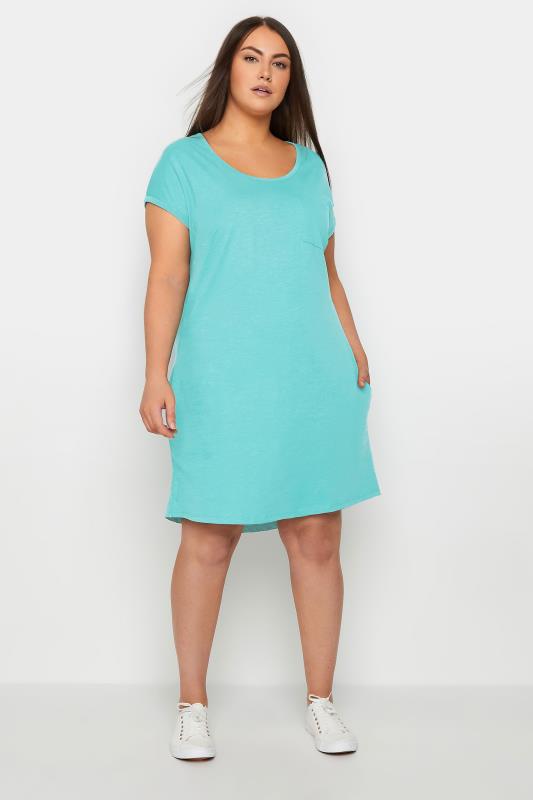 Plus Size  Evans Blue Midi T-Shirt Dress