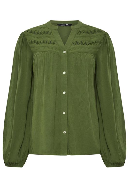 M&Co Khaki Green Crochet Long Sleeve Blouse | M&Co 5