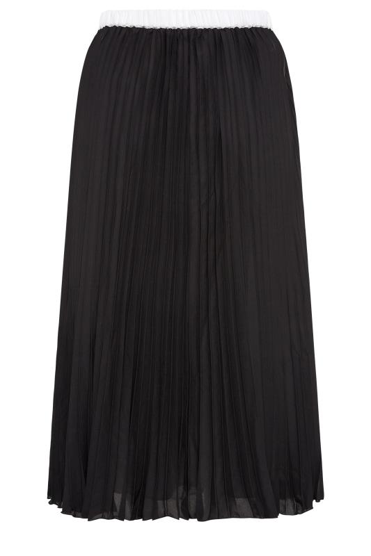 Curve YOUR LONDON Black Colour Block Pleated Maxi Skirt 5