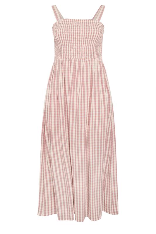 YOURS Plus Size Pink Gingham Shirred Sundress | Yours Clothing 5