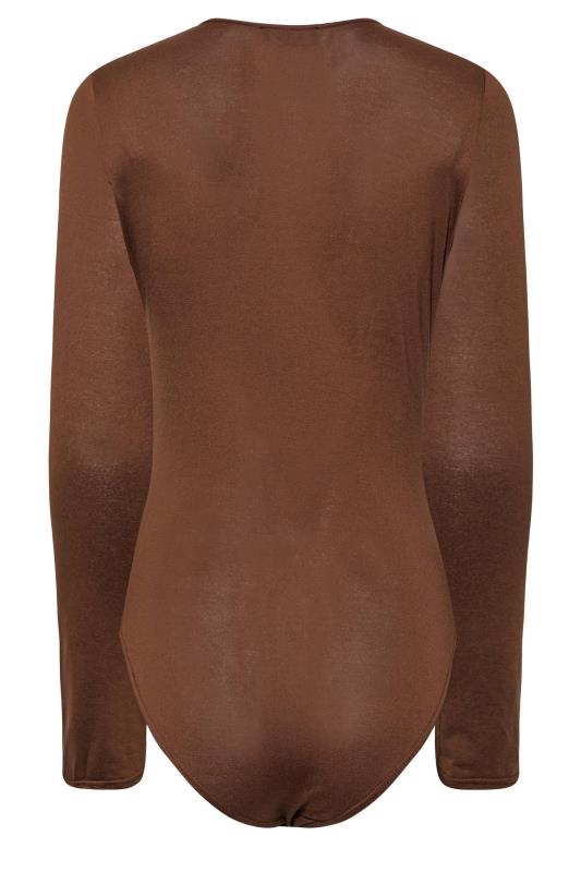 LTS Tall Women's Chocolate Brown Long Sleeve Bodysuit | Long Tall Sally 6