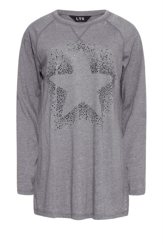 LTS Tall Grey Acid Wash Star Print T-Shirt 6